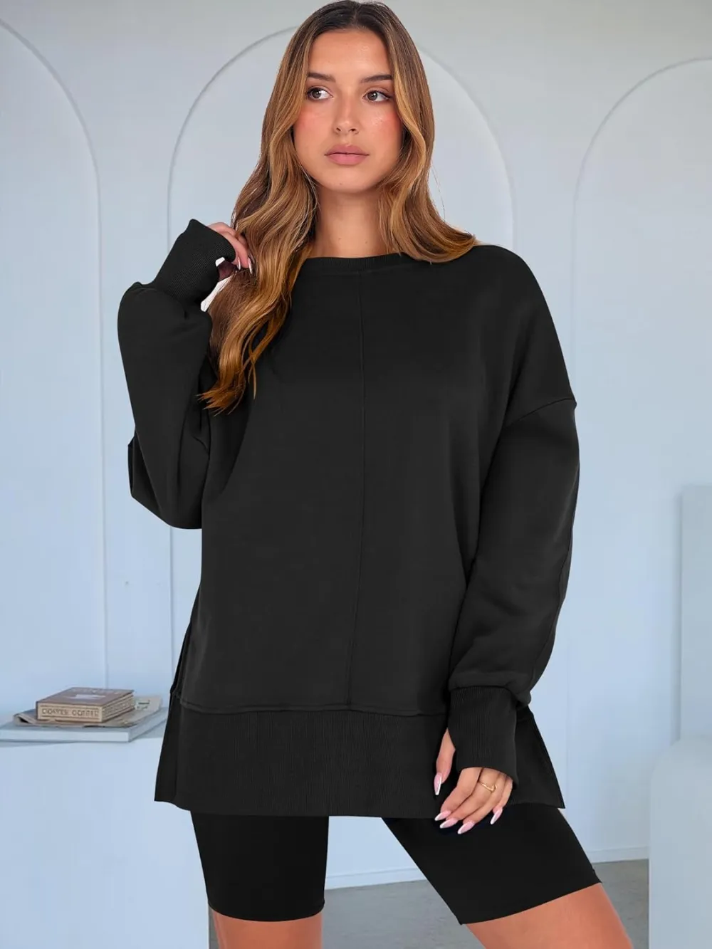 Women Oversized Sweatshirts Thumbhole Long Sleeve Hoodies Shirts