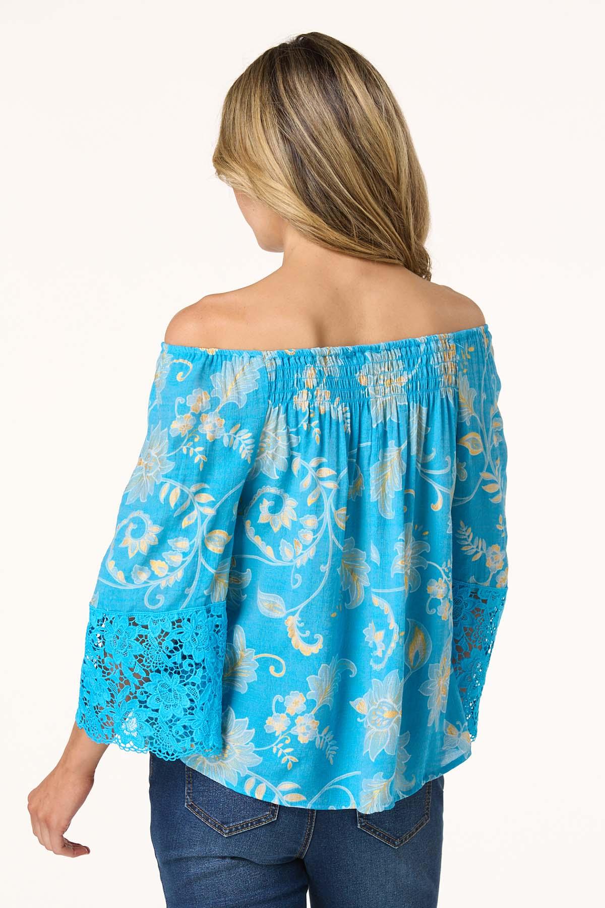 Gold Foiled Floral Poet Top