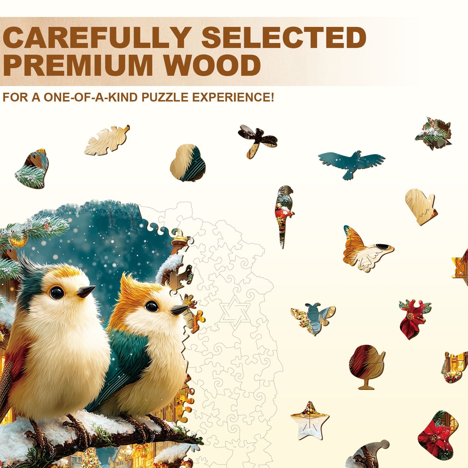 Christmas Bird Comnination Wooden Jigsaw Puzzle