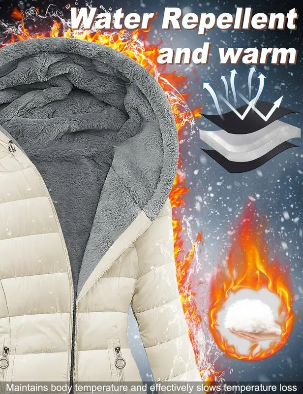 Women's winter windproof and warm slim-fit down jacket