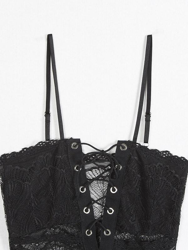 Split-Joint Bandage One-Piece Teddy Lingerie