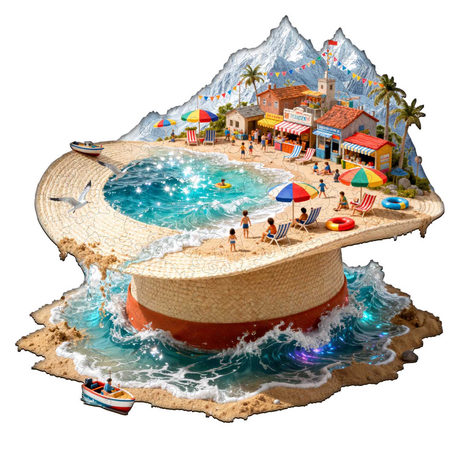 Straw Hat Shore Wooden Jigsaw Puzzle