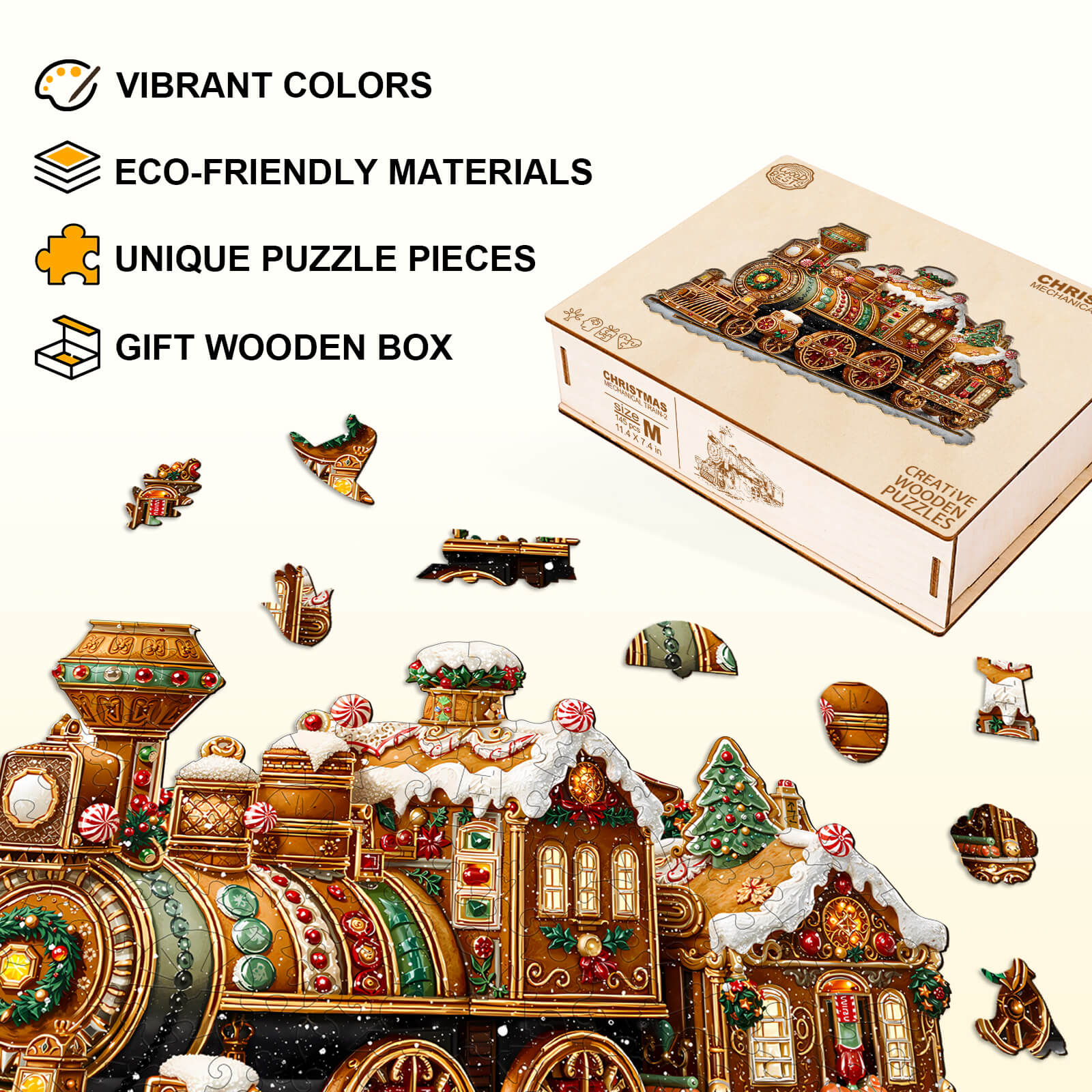 Christmas Mechanical Train-2 Wooden Jigsaw Puzzle