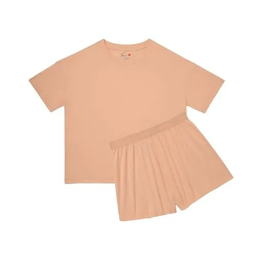 Womens 2 Piece Lounge Set, Comfywear Supersoft Boxy T-shirt & Sleep Shorts Loungewear Set