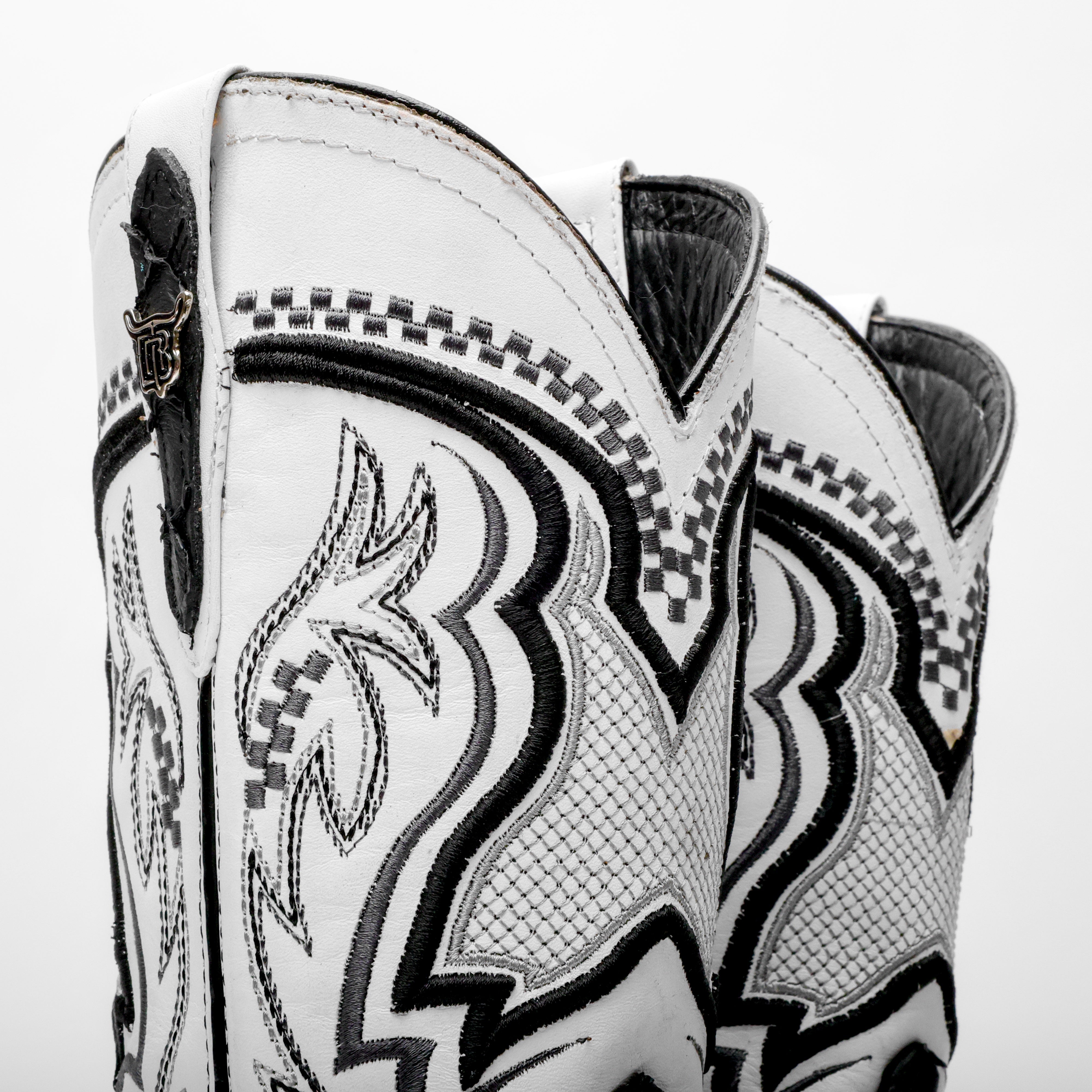 Black Mini Pirarucu Leather Boots - Square Toe