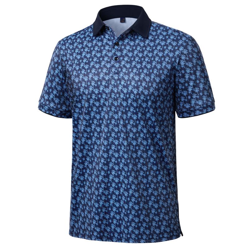 Mens Golf Polo Shirts Short Sleeve Dry Fit Moisture Wicking Casual Tennis Polos Print Collared Shirt