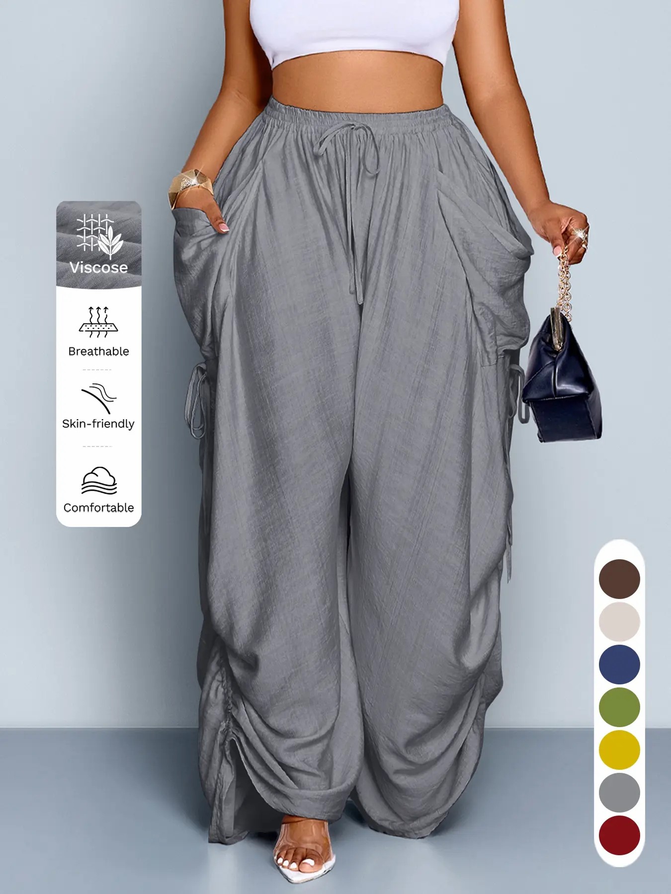 Women’s Casual Wide Leg Pants – Loose Fit All-Season Everyday Trousers
