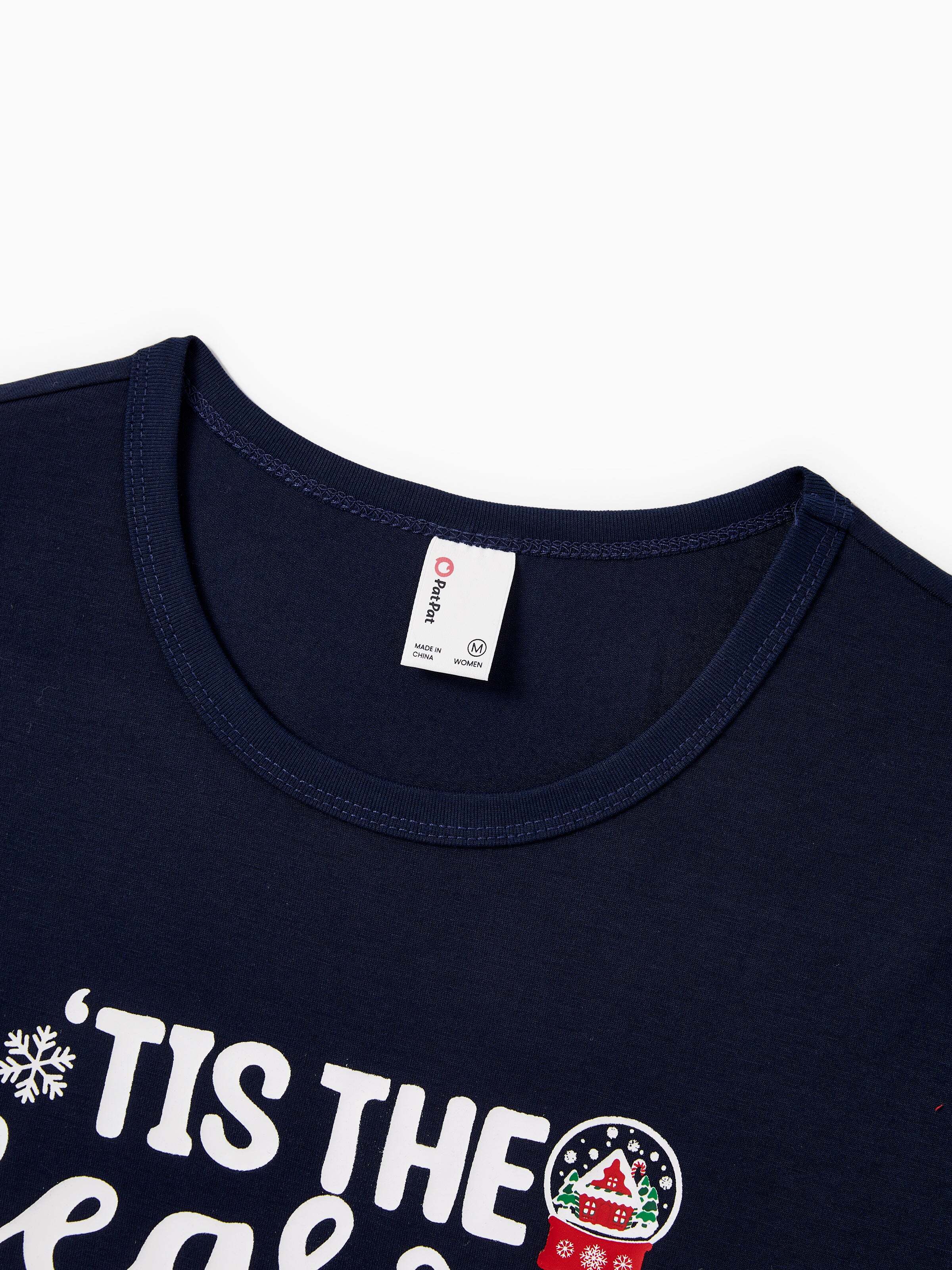 Christmas Matching Family Pajamas Set Glow In The Dark Santa Claus Dark Blue PJS with Christmas Socks Deep Blue