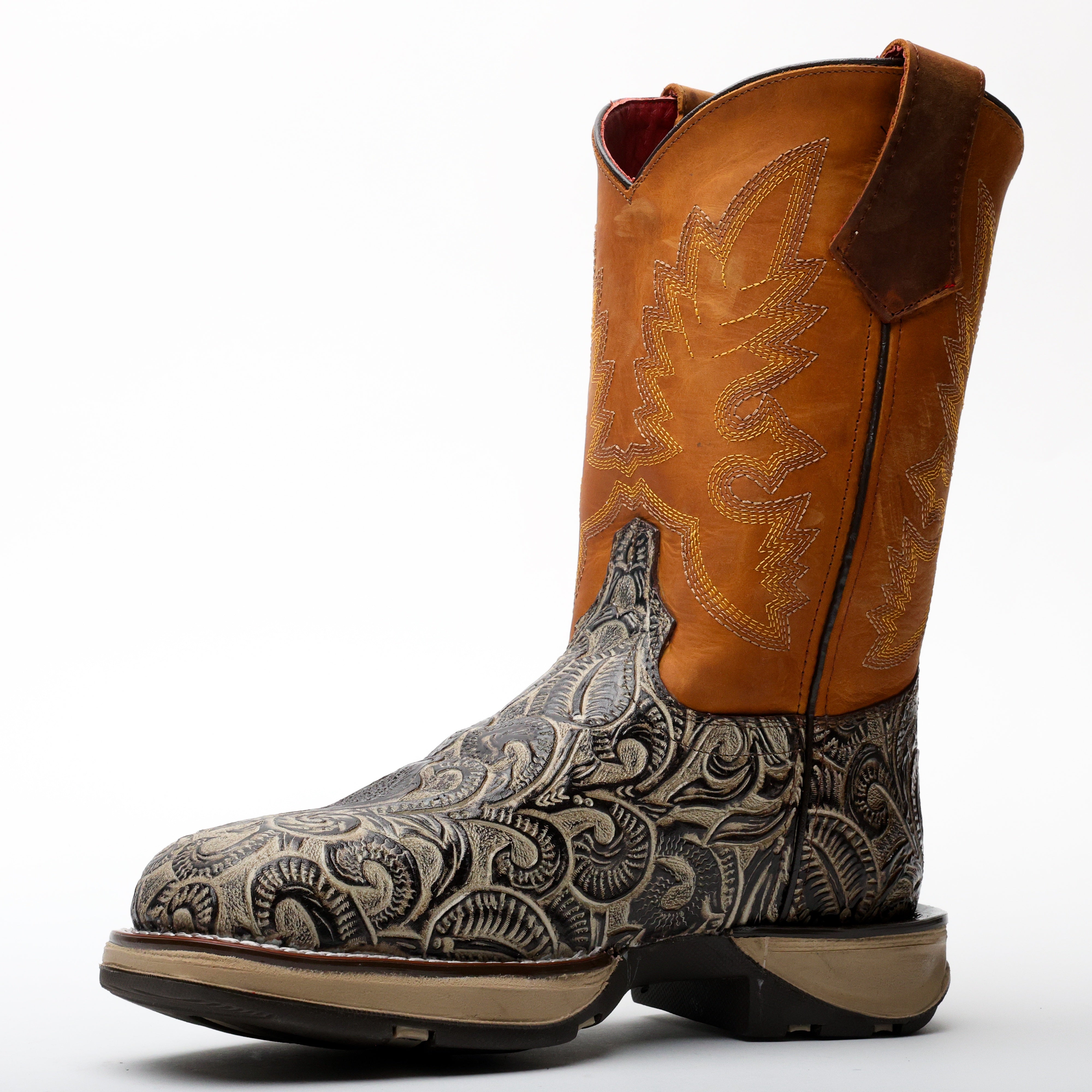 TBR Desert Hand-Tooled Leather Boots With 3D Lightweight Sole - Composite Toe