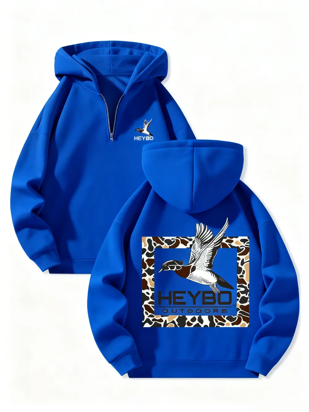 Fleece Lined Hooded Long Sleeve Half Zip Men's Sweatshirt