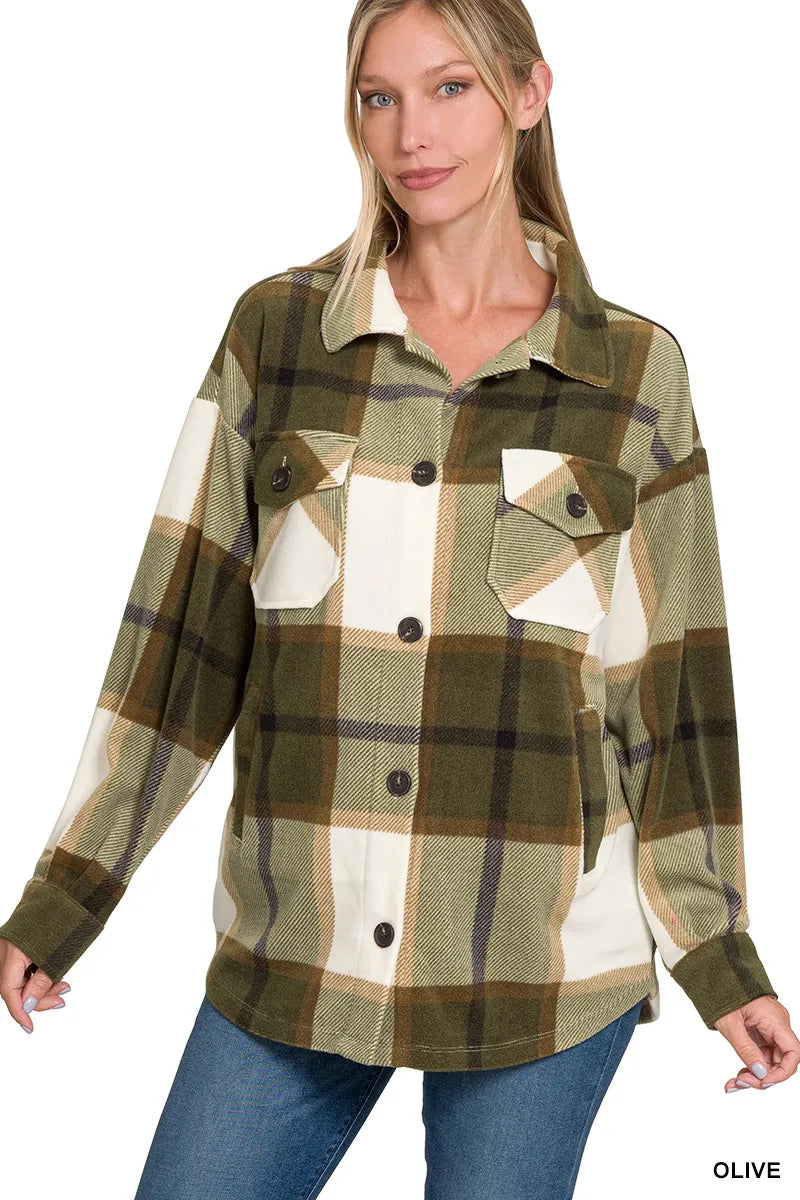 Oversized Plaid Fleece Shacket