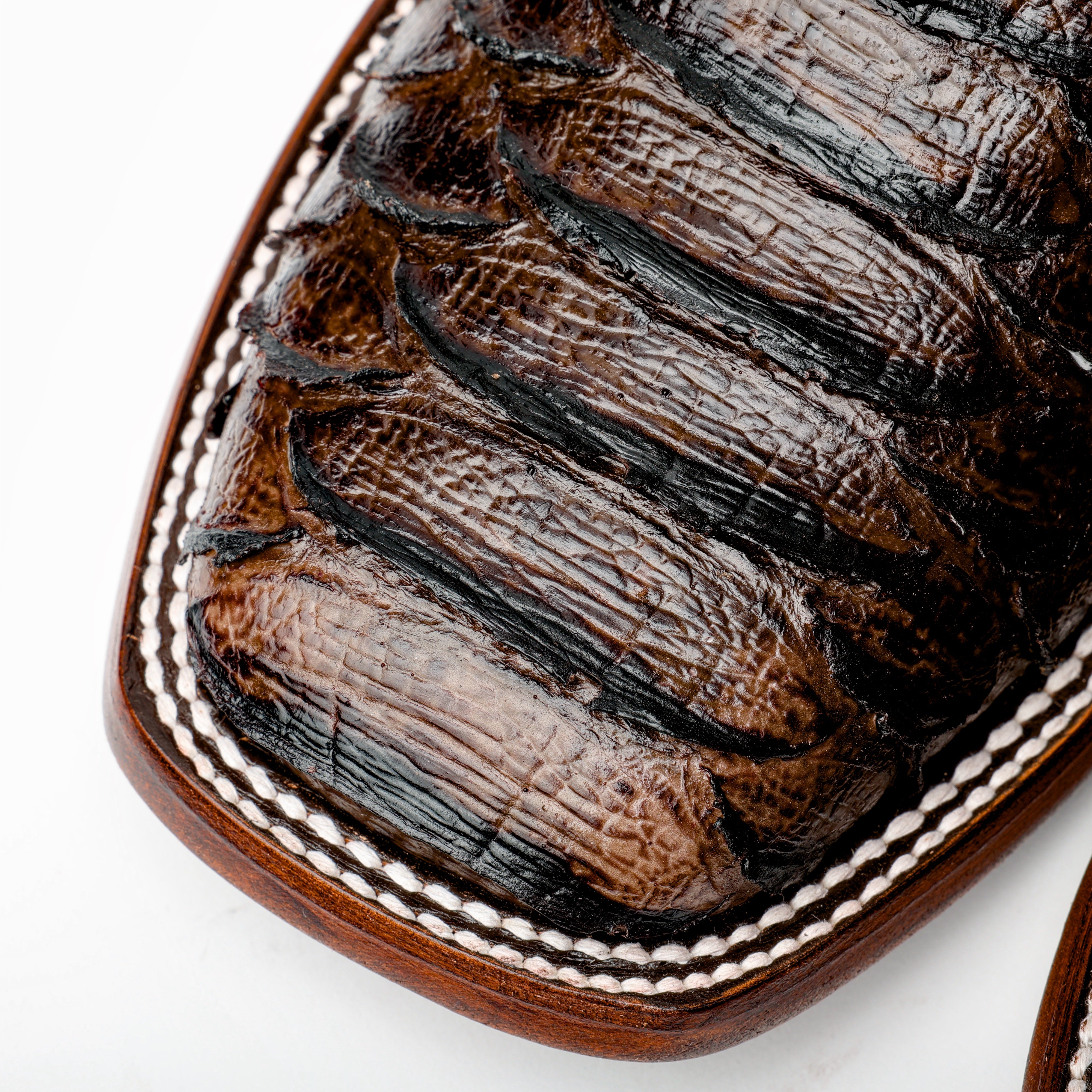 Brown Jumbo Python Leather Boots - Square Toe