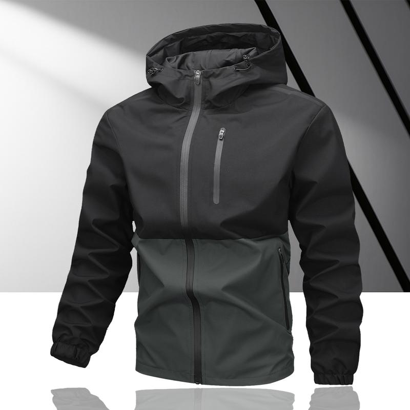 Men's casual waterproof jacket with adjustable hat