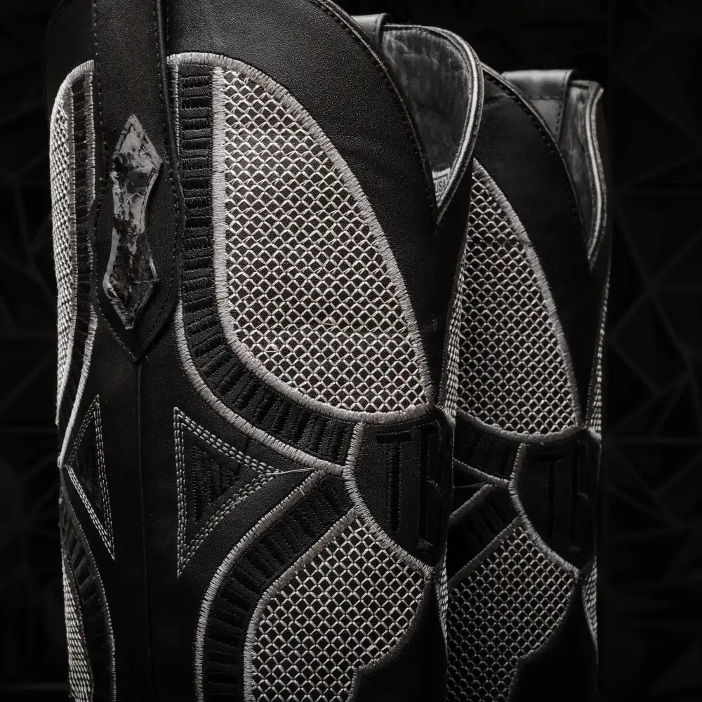 Grey Ostrich Leather Boots - Square Toe