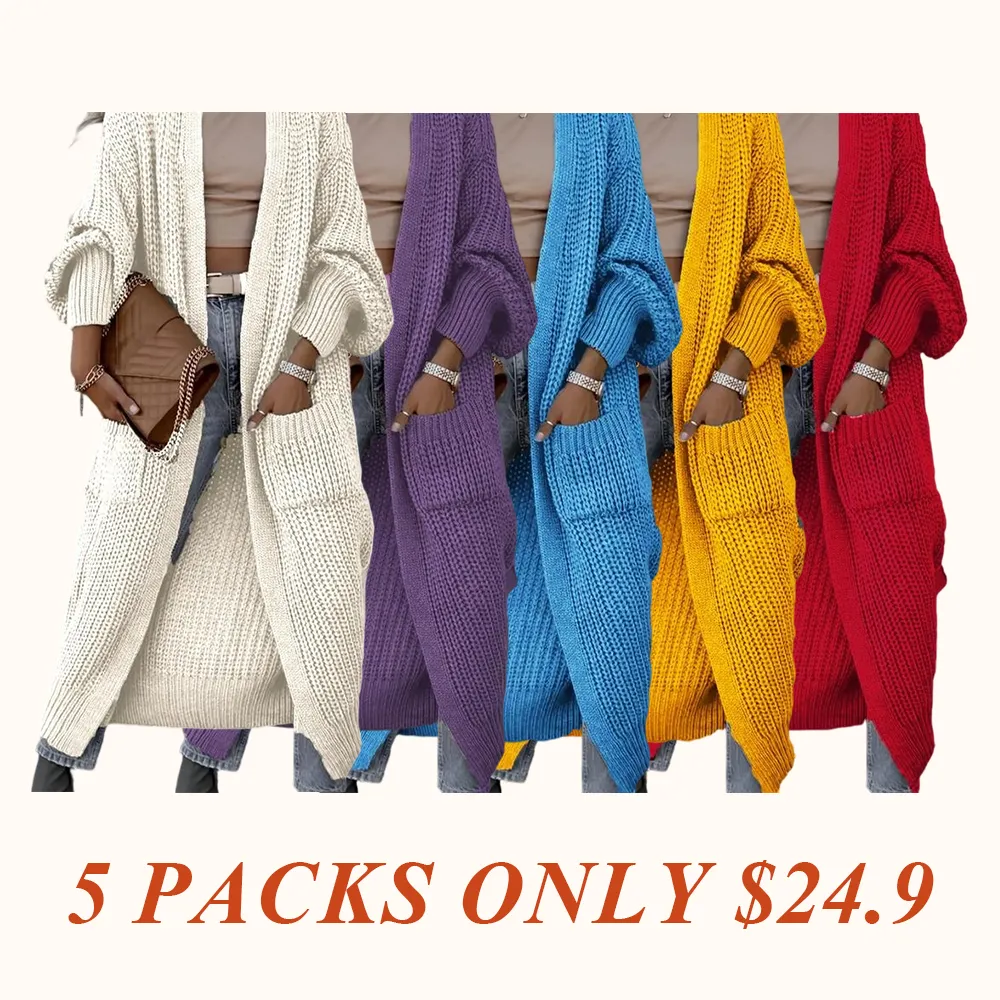 Women's Solid Drop Shoulder Long Cardigan