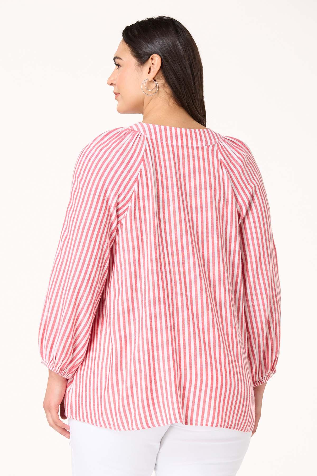 Plus Size Stripe Grommet Lace Up Top