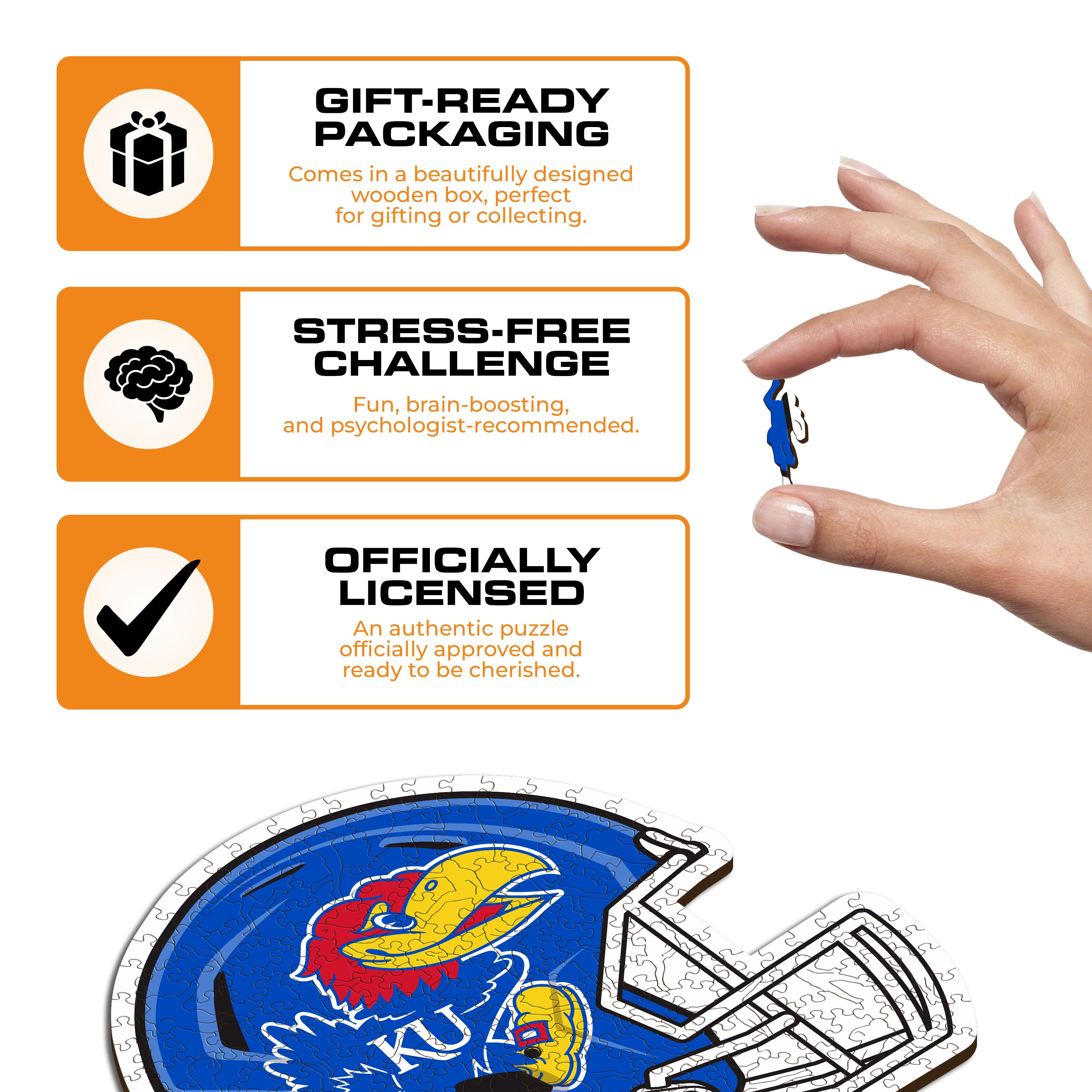 University of Kansas Helmet - Wooden Puzzle