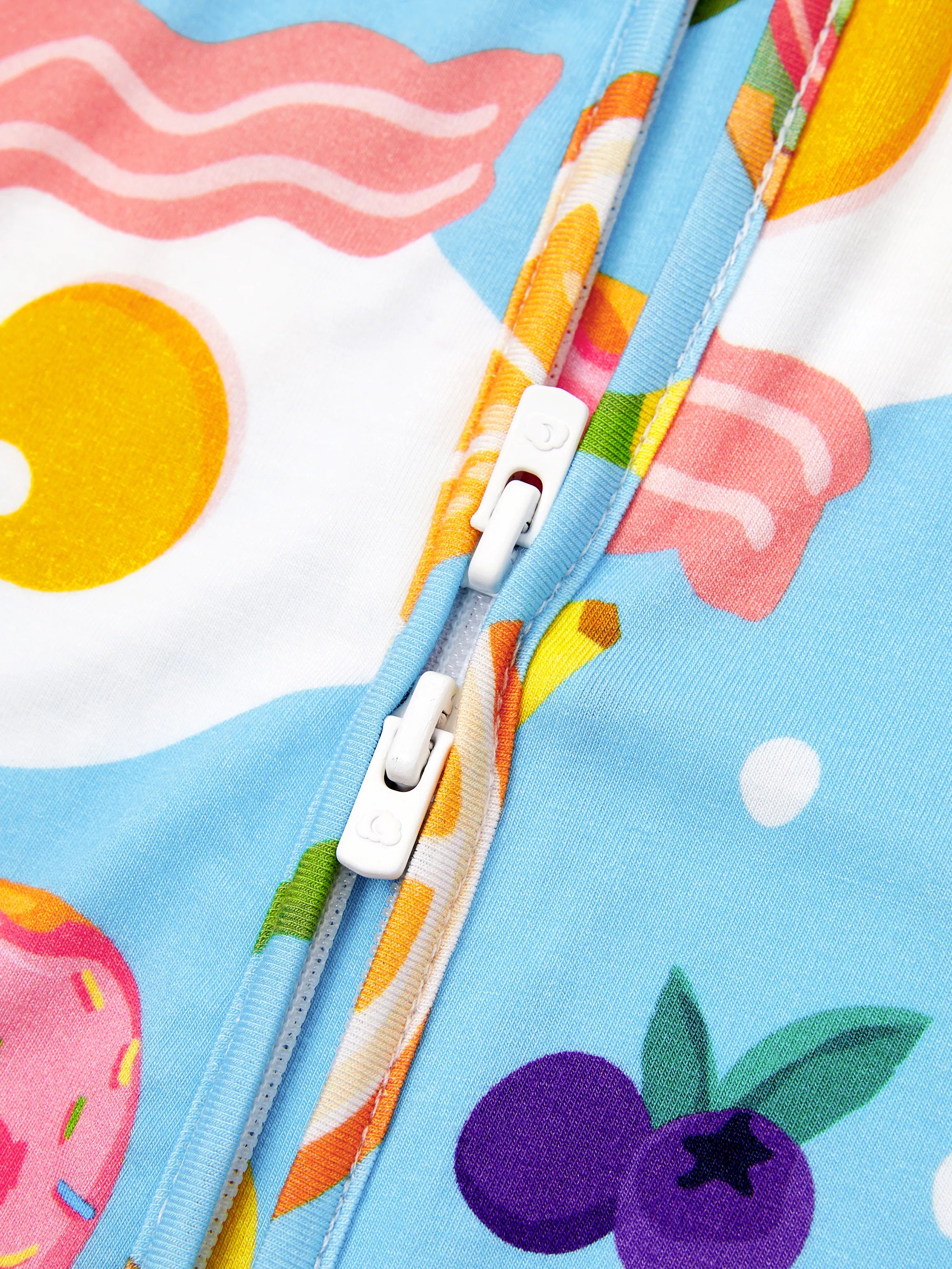 Family Matching Bamboo Pajamas Soft Bamboo Viscose PJs for Men Women Kids Toddler, Fun Food & Fruit Print Short-sleeve Sleepwear Blue