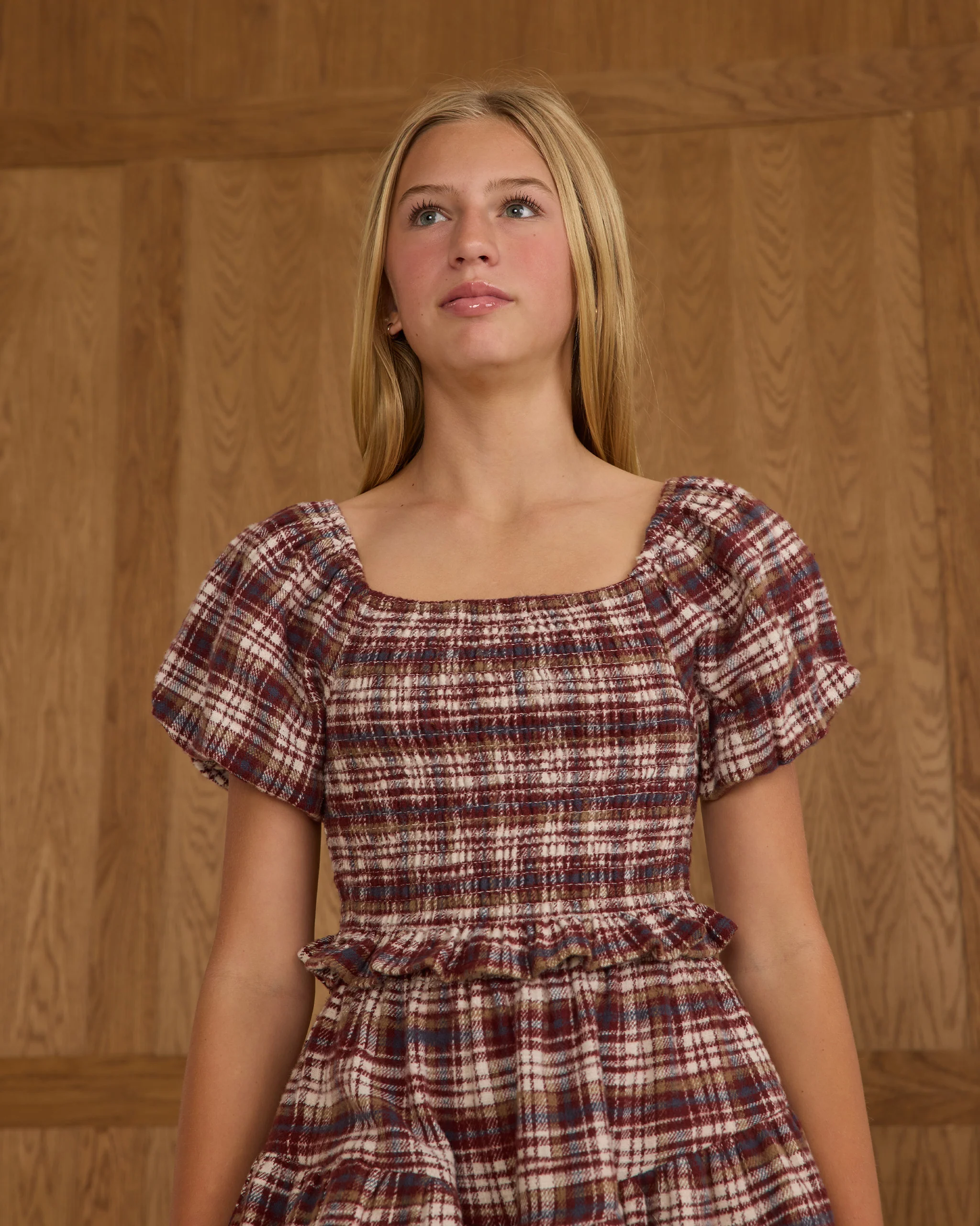 Teen Stella Dress || Burgundy Plaid