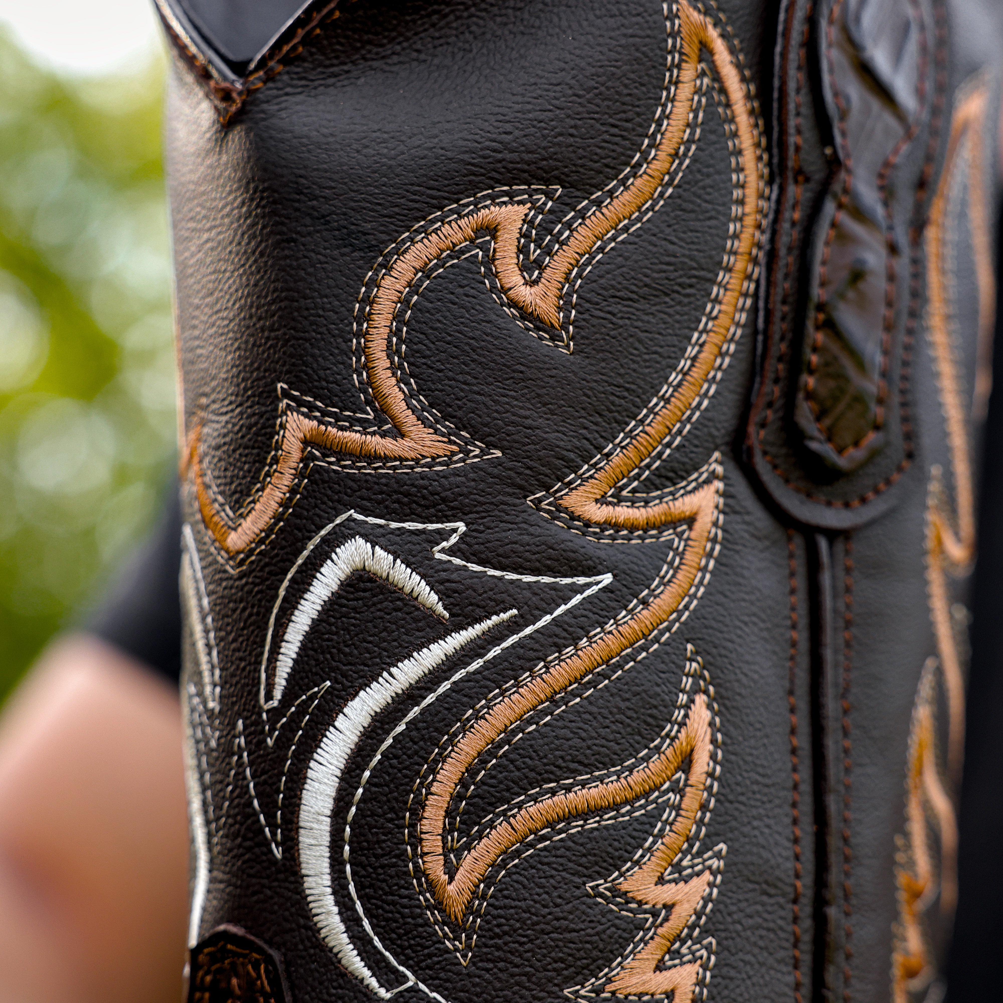 Chocolate Brown Caiman Hornback Leather Boots - Round Toe