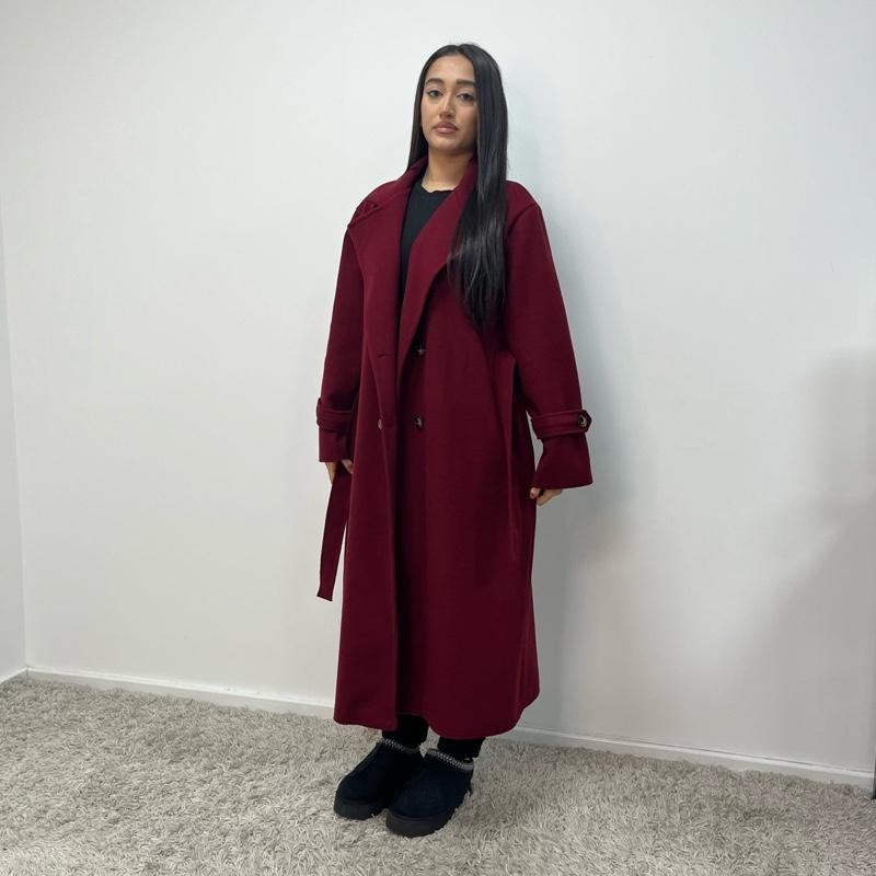 Womens Trench Belted Buttoned Coat