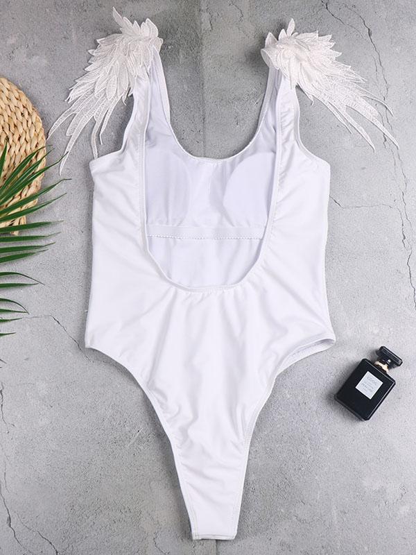 Sexy Backless Angel Wing Leopard One-piece Swimsuit