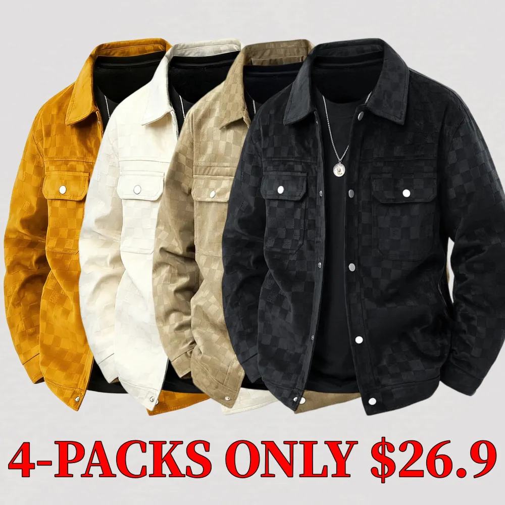 Men's black patterned suede and wool jacket