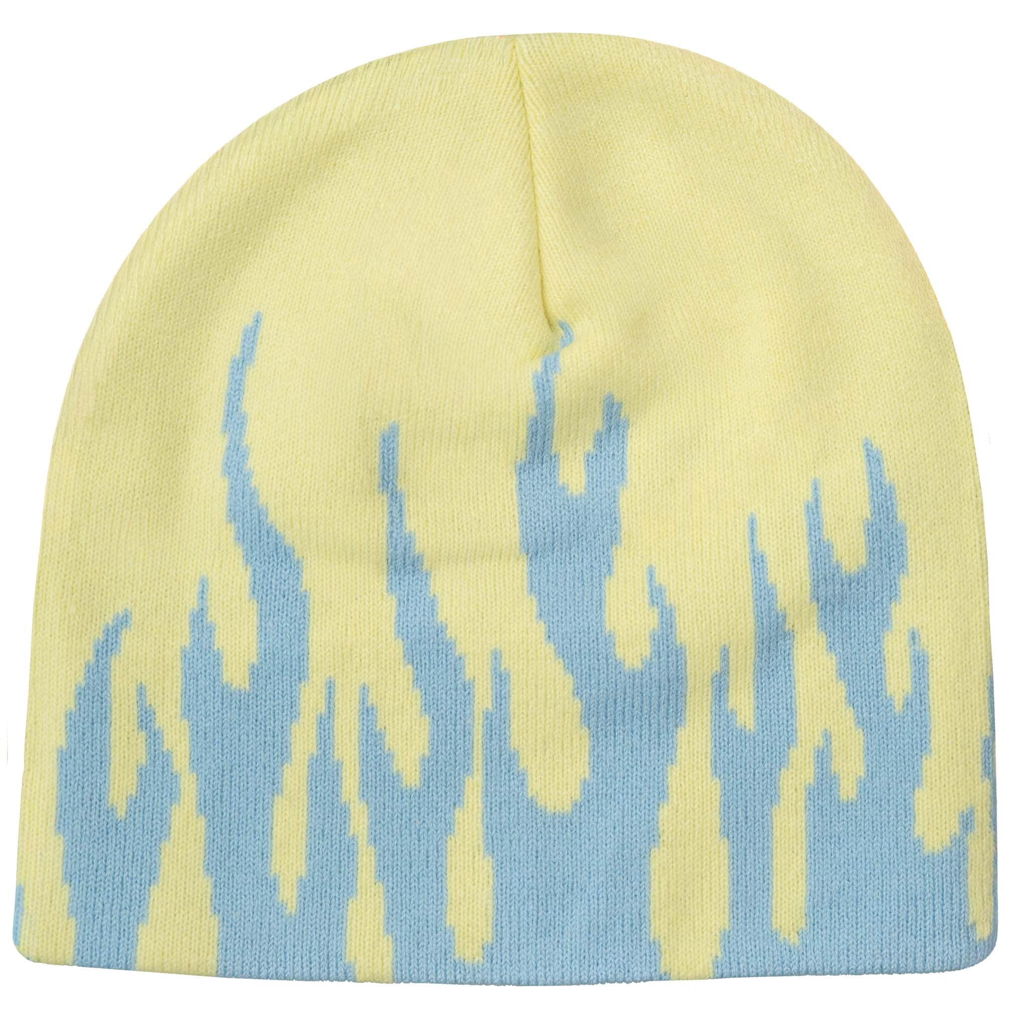 FLAME SKULL CAP BEANIE - YELLOW / BLUE