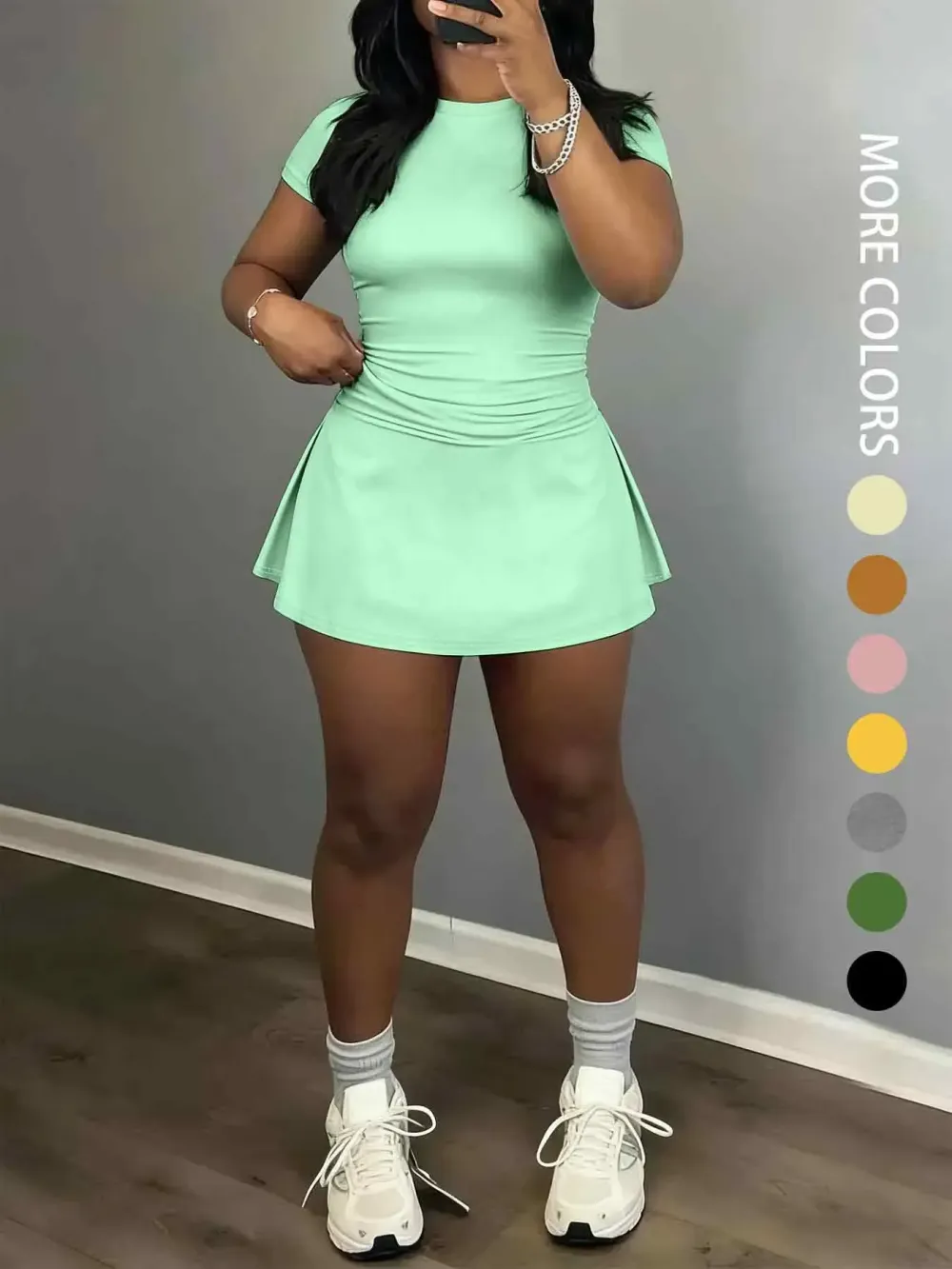 Women's Short Sleeve Casual Sporty Set, 2-Piece Women's Fashionable Daily Wear & Active Lifestyle Clothing