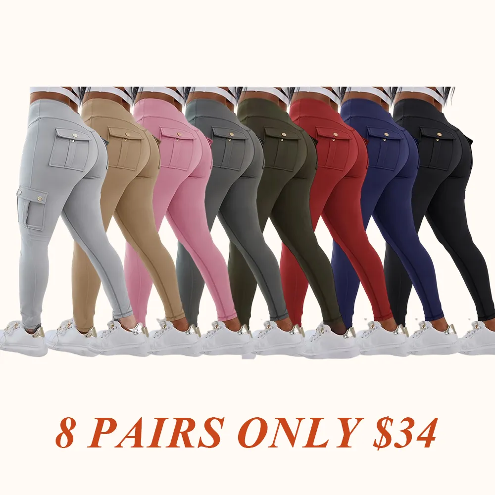 Womens Butt Lifting Leggings with Flap Pockets High