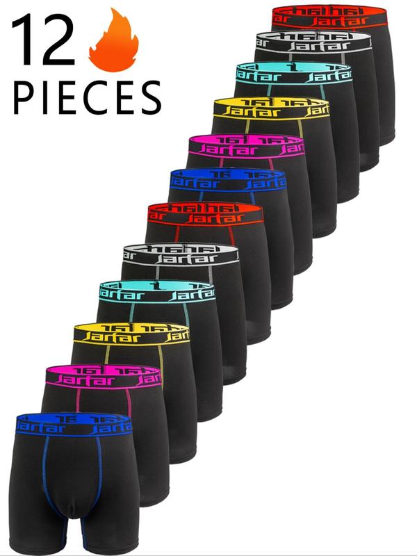 Men’s Breathable Stretch Boxer Briefs with Letter Waistband