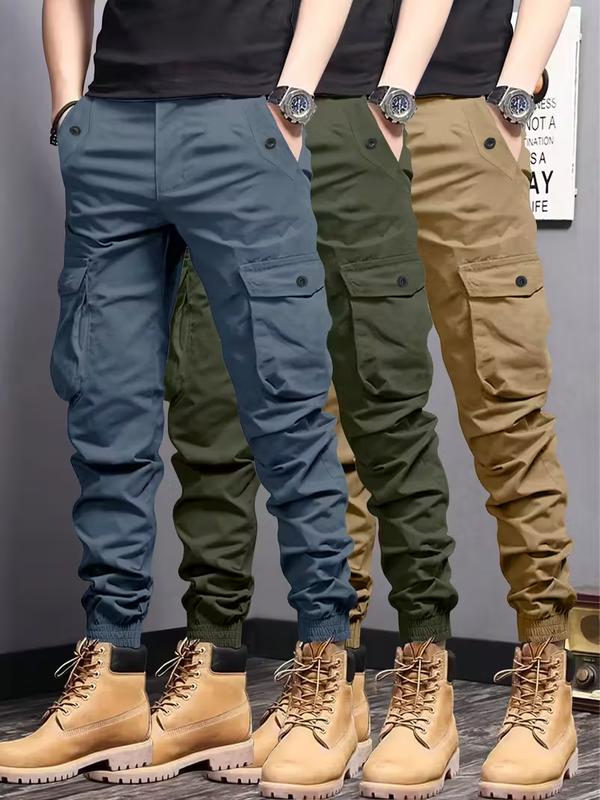 Men's Heavyweight Pants Compatible with Leggings - Workwear Trousers, Multi-Pocket Outdoor Pants with Belt Loop Closure and No Zipper, Suitable for Winter (Solid Color) - Machine Washable