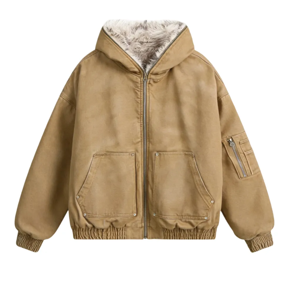 Hooded Zippered Flight Jacket