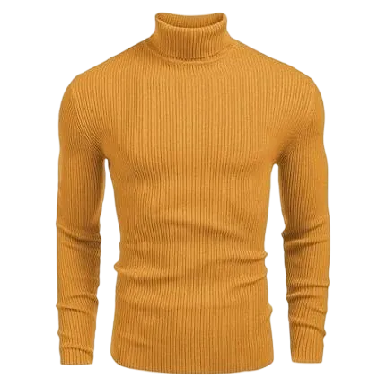 Autumn Men's Knitted Ribbed Turtleneck Slim Fit Basic Sweater
