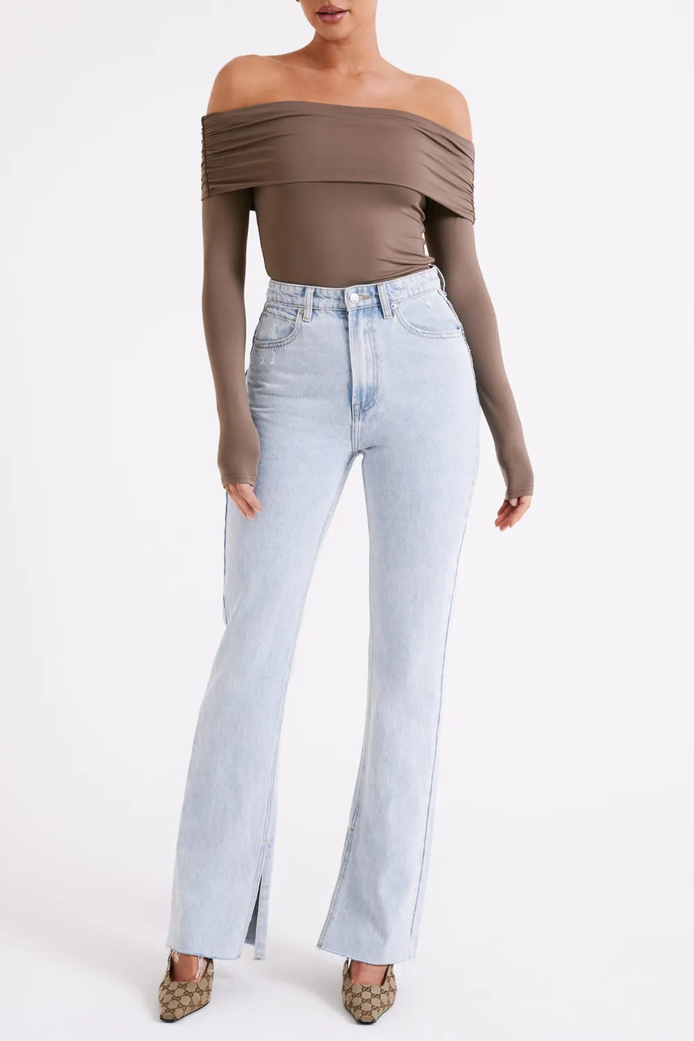 Recycled Nylon Off Shoulder Top