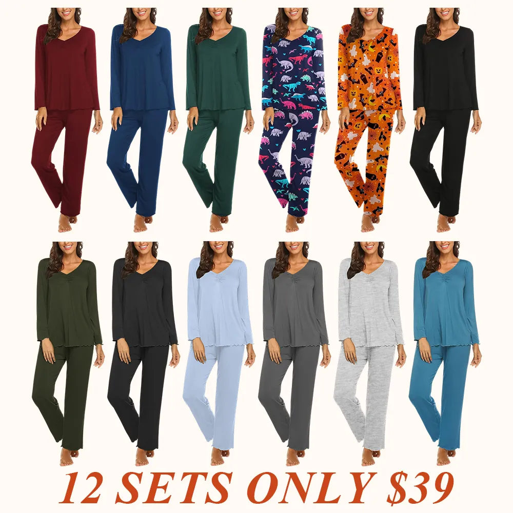 Womens Pajama Sets 2 Piece Lounge Set Fall Winter Pajamas