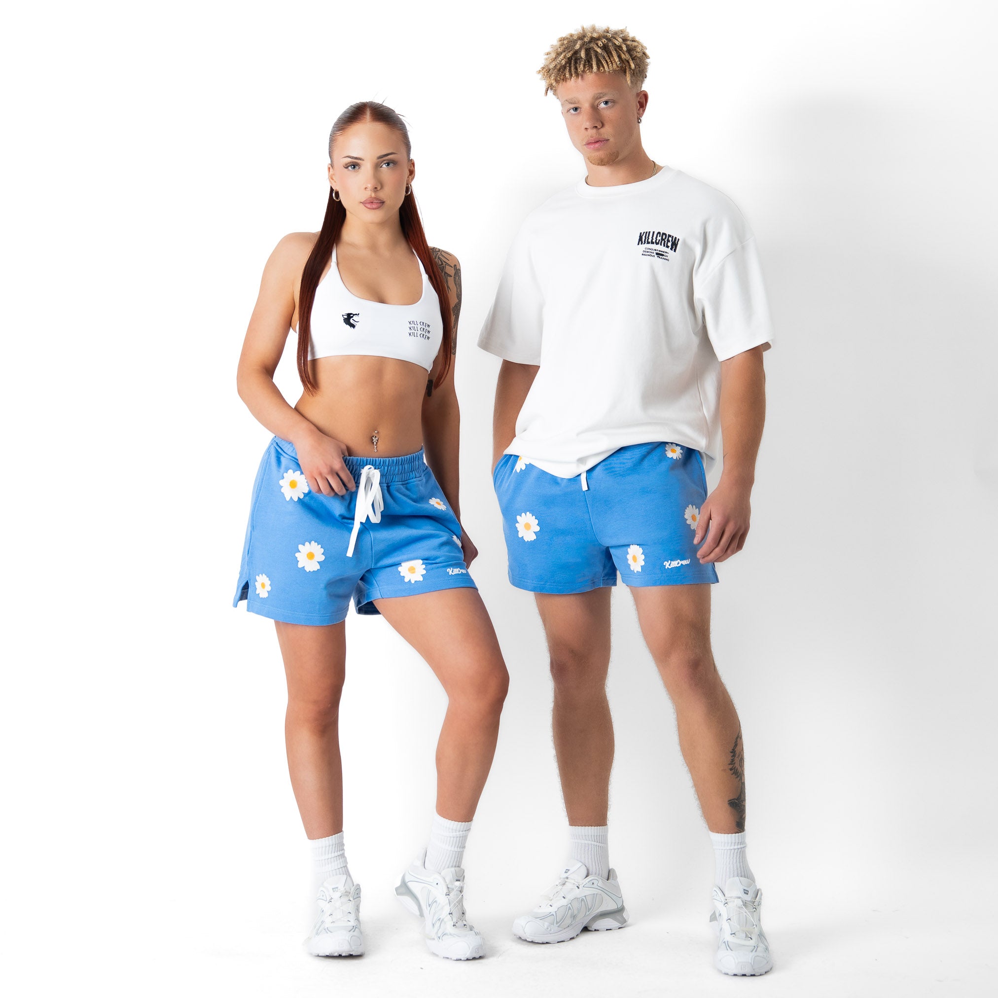 COTTON SHORTS (MID THIGH CUT) DAISY - BLUE