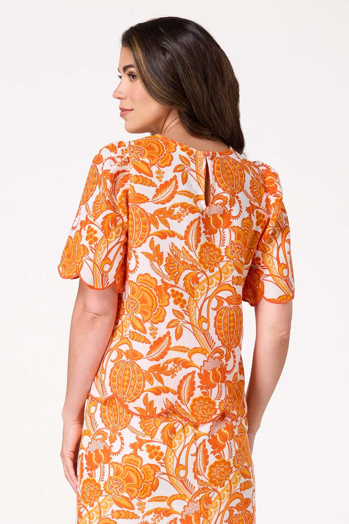 Floral Scalloped Trim Top