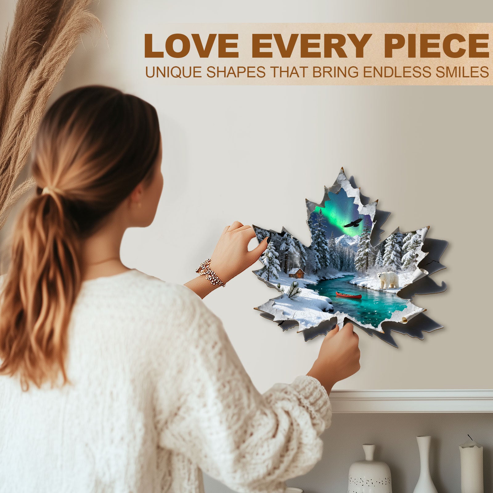 Winter Paper Leaf Wooden Jigsaw Puzzle