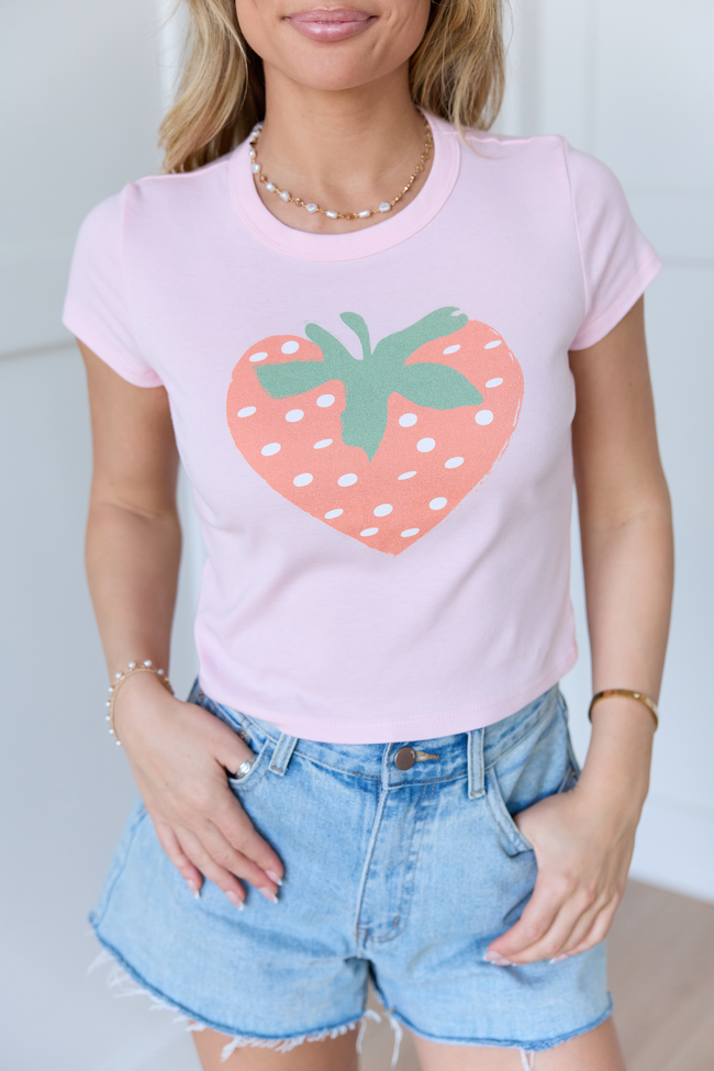 Strawberry Heart Pink Baby Graphic Tee