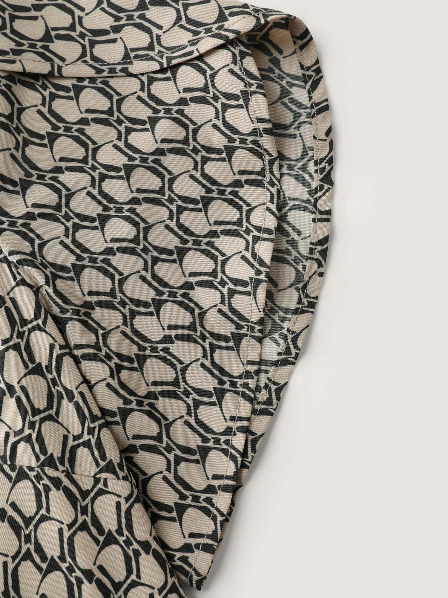 Geometrical Print Petal Sleeve Midi Dress