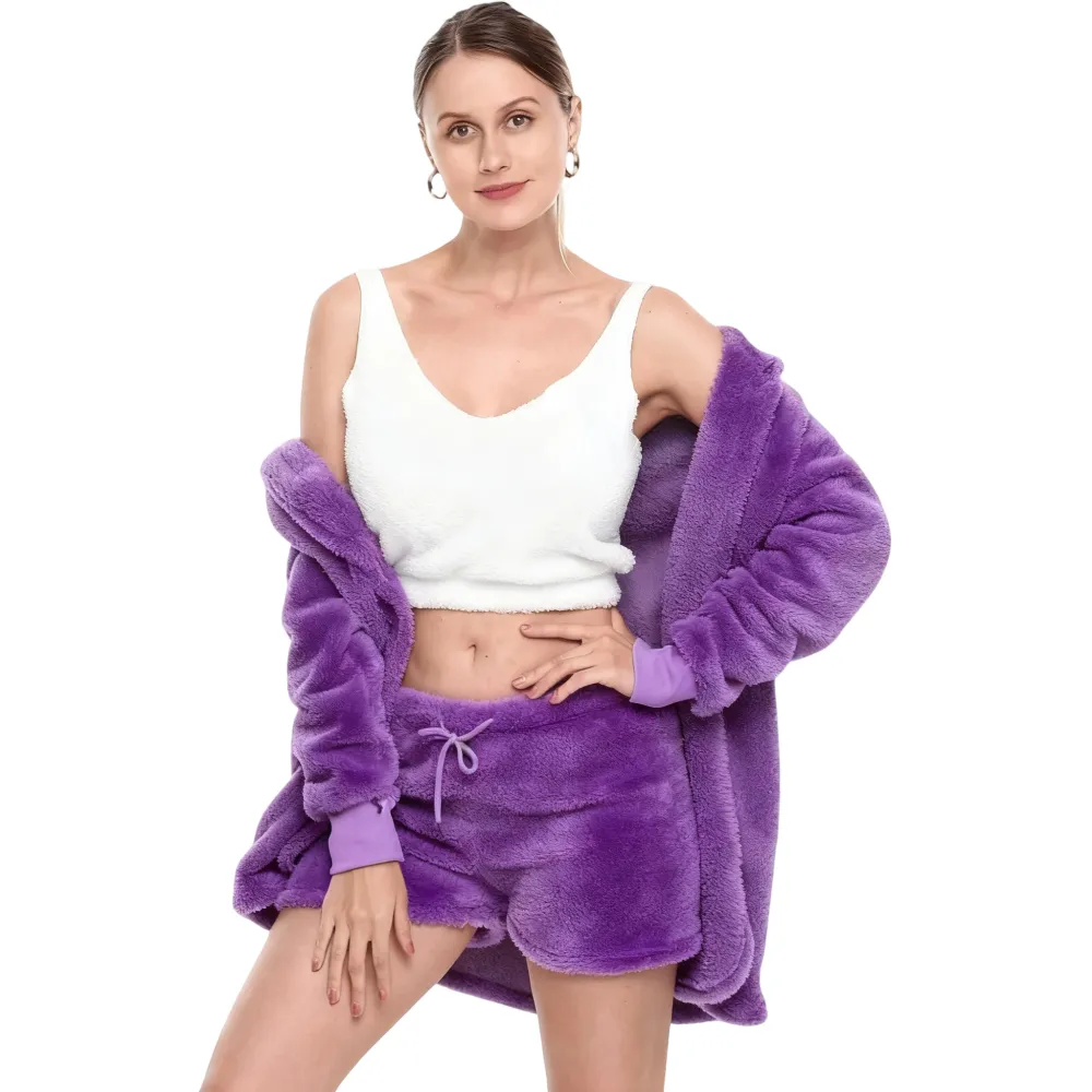 Women's Sherpa Fleece 3-Piece Cozy Loungewear Set