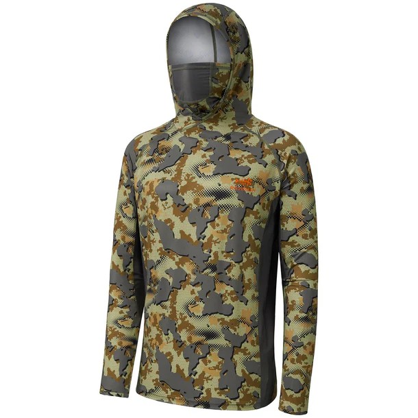 UPF 50+ Long Sleeve Camo Hoodie for Hunting with Mask