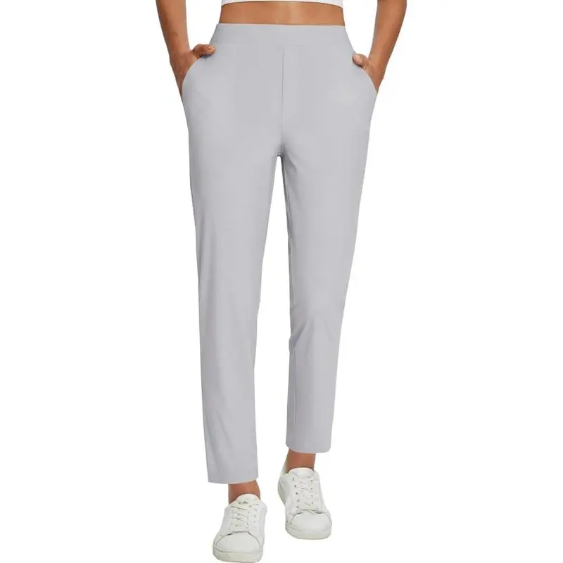 Women's Lightweight Breathable Soft  Ankle Pants Business Casual Summer Silky with Zipper Pockets Stretch Petite