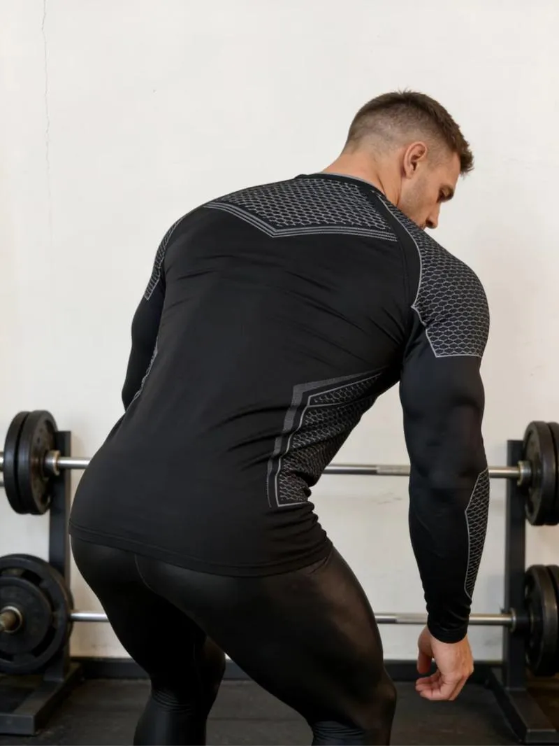 Men's Batman Sports Long Sleeve High Stretch Quick-Dry Fitness Tight Fit Running Ironing Essential