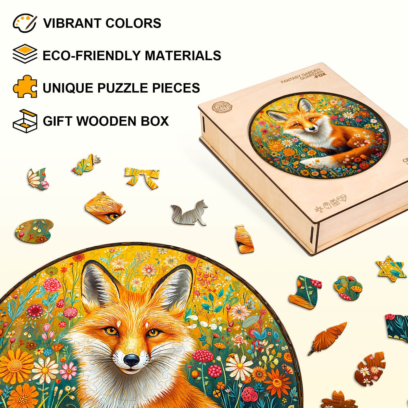 Fantasy Garden Guardian-Fox Wooden Jigsaw Puzzle