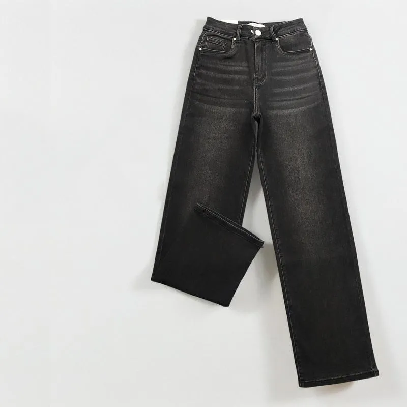 Casual Mid-Rise Denim Multi-Pocket Wide Leg Jeans