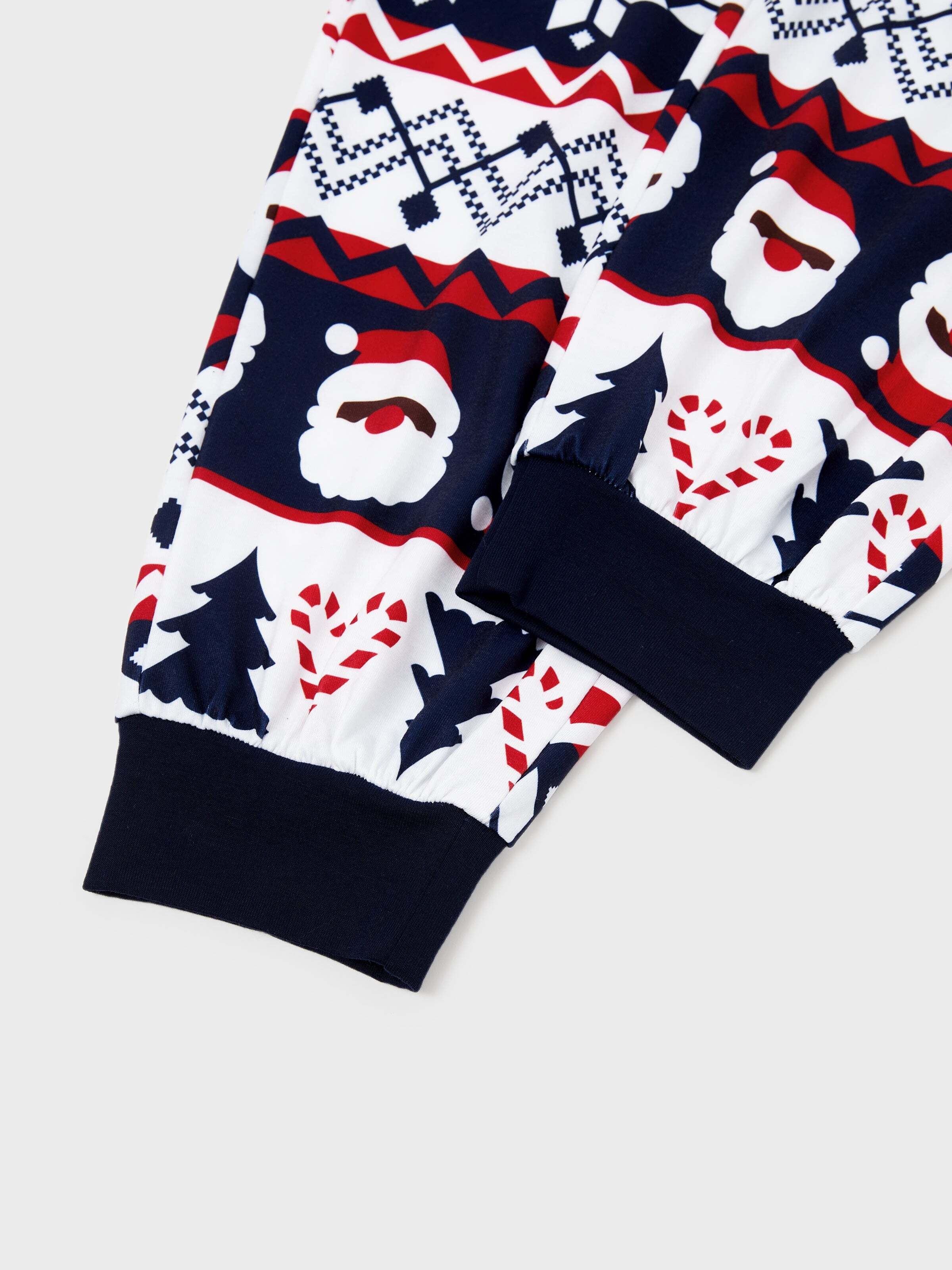 Christmas Matching Family Pajamas Set Glow In The Dark Santa Claus Print PJS with Christmas Socks Deep Blue