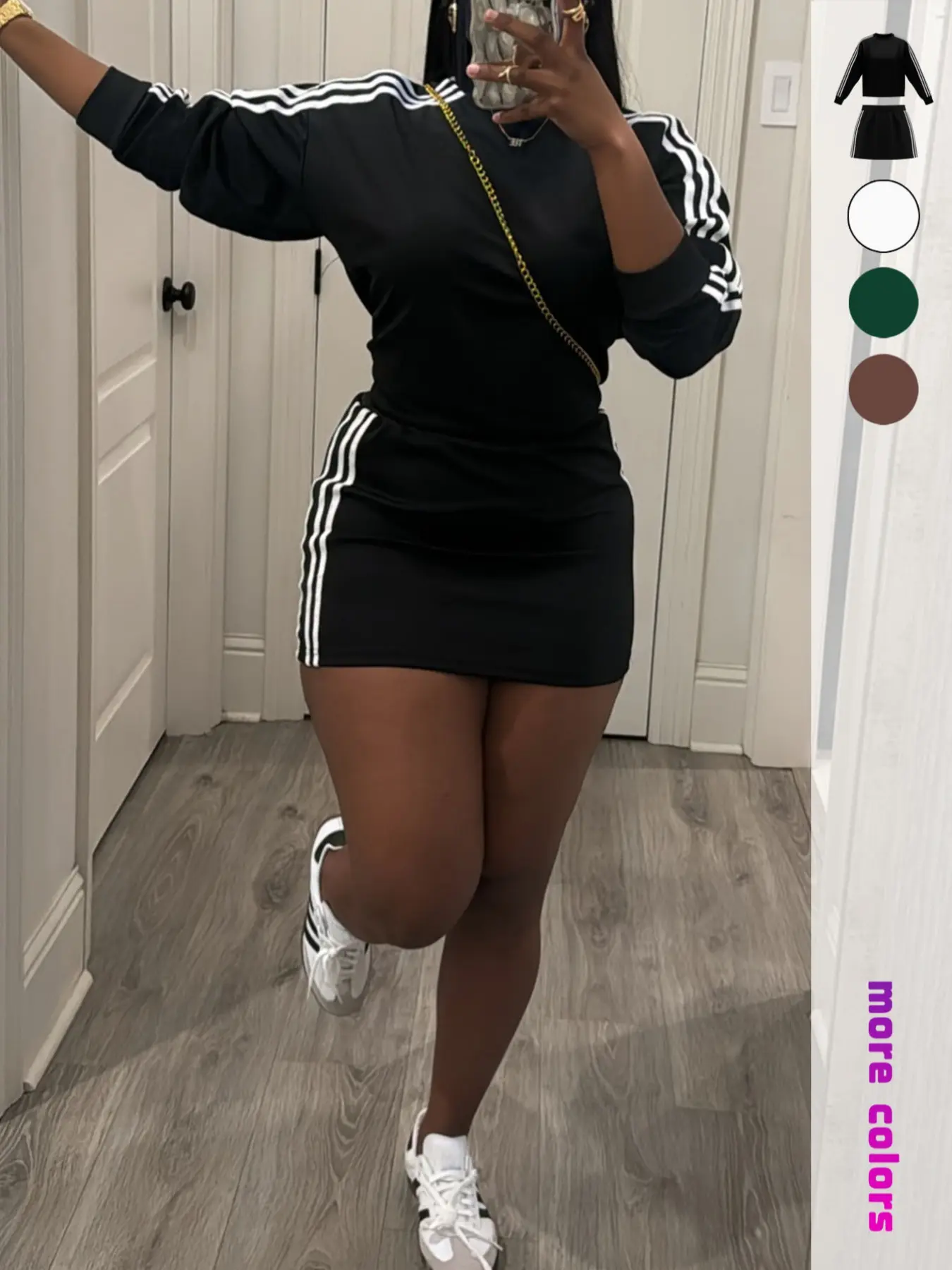 Women's Sporty Fitted Short Dress Set, Sportswear Set