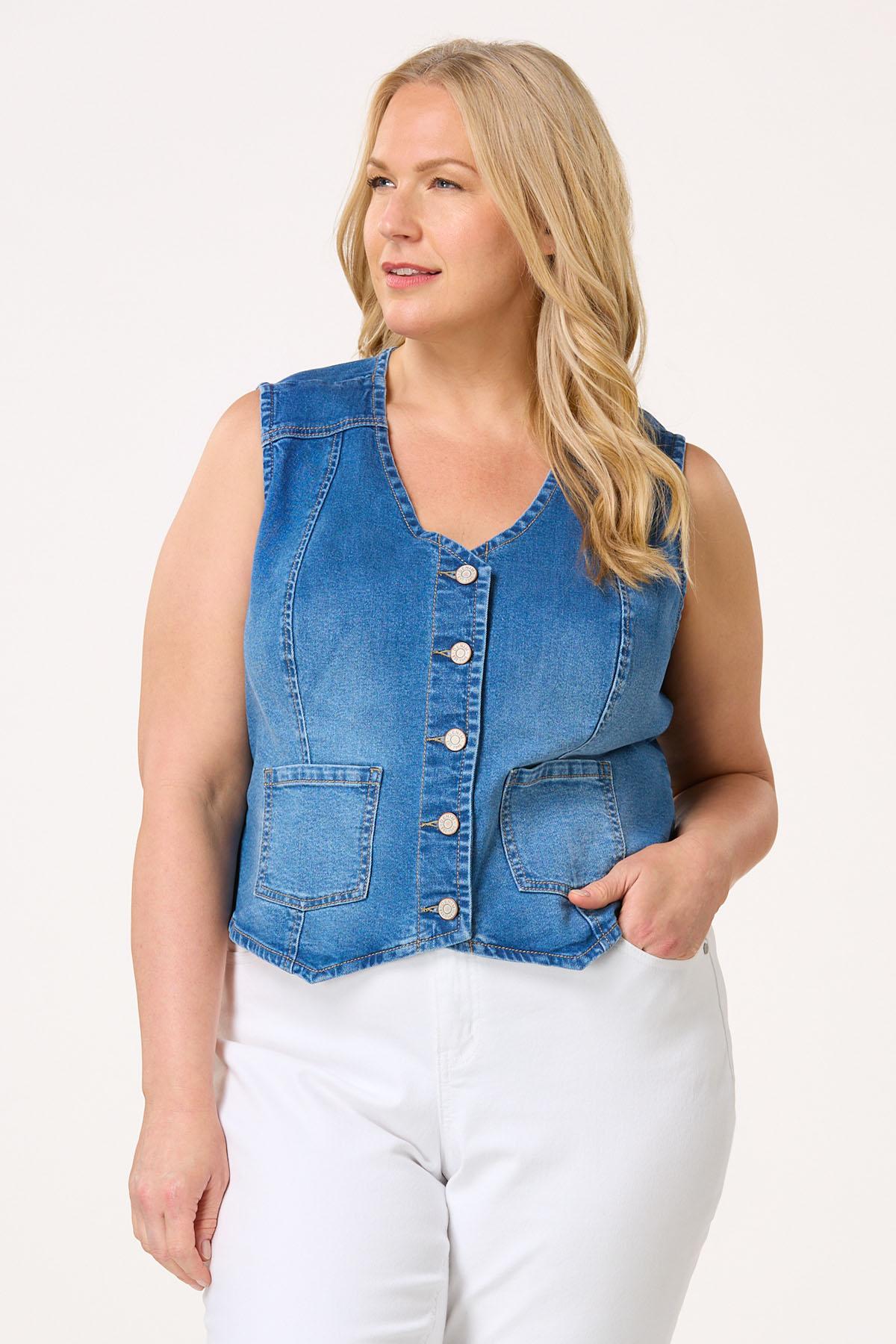 Plus Size Denim Vest